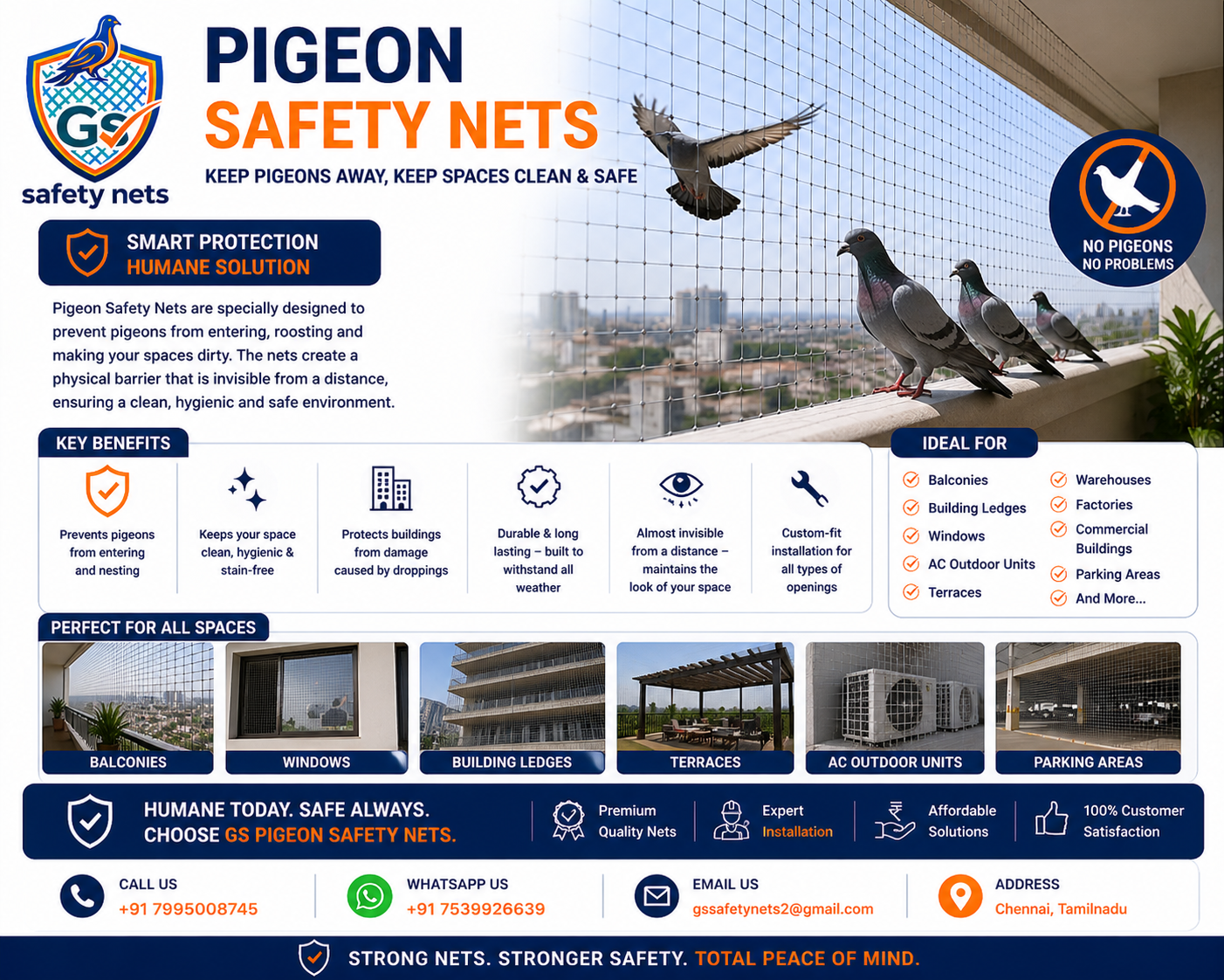 Premium Pigeon Safety Net Balcony
