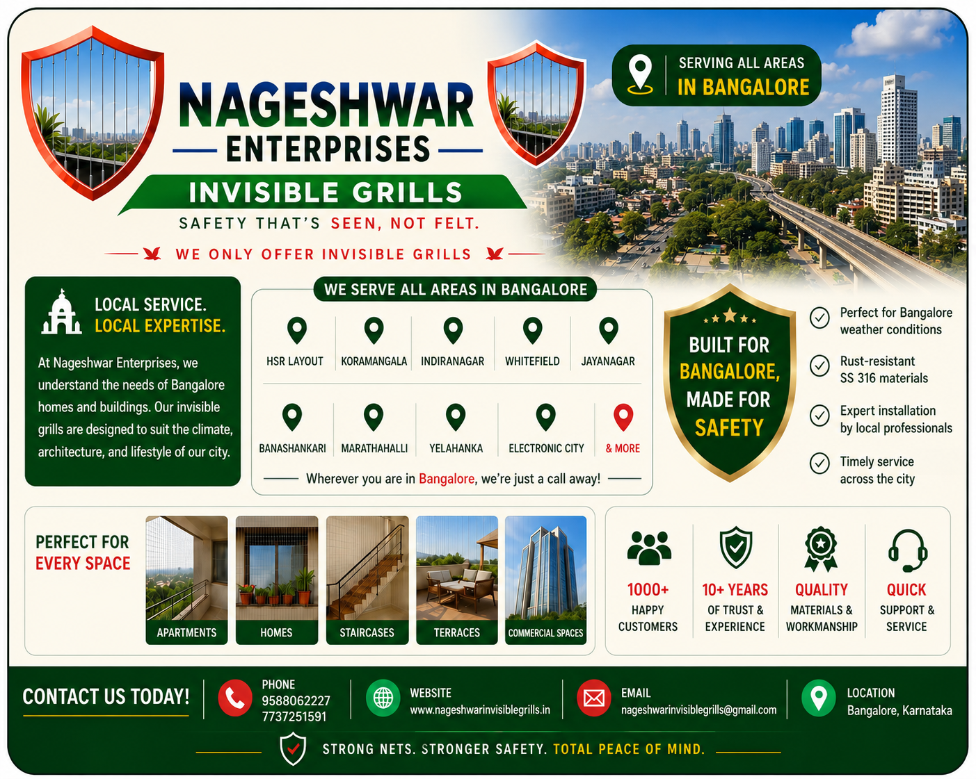 Nageshwar Invisible Grills Serving Bangalore